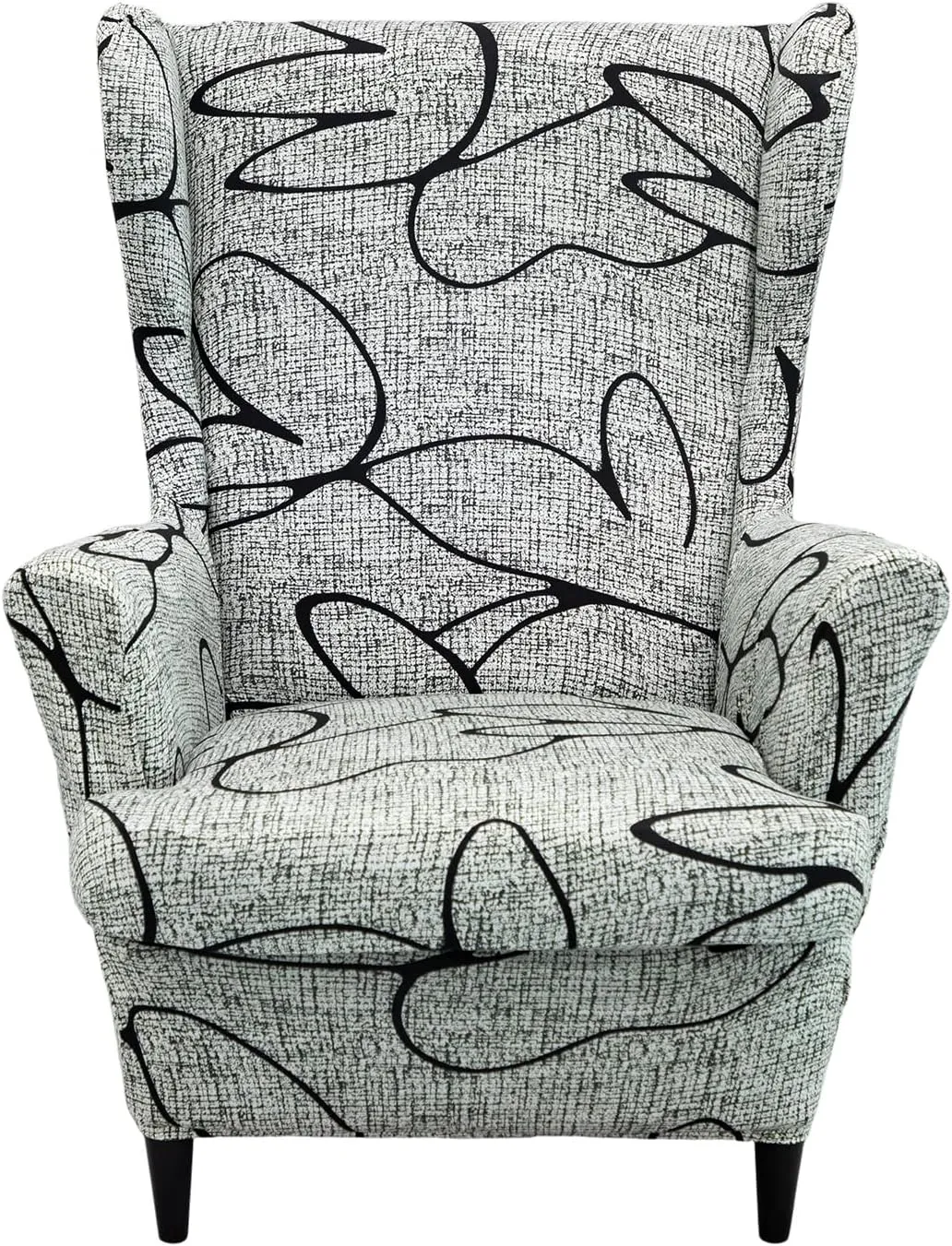 CRFATOP Wingback Chair Cover 2 Piece Stretchy Wingback Armchair Covers Spandex Elastic Wing Chair Slipcover Sofa Cover for Furniture Protector in Living Room,B37