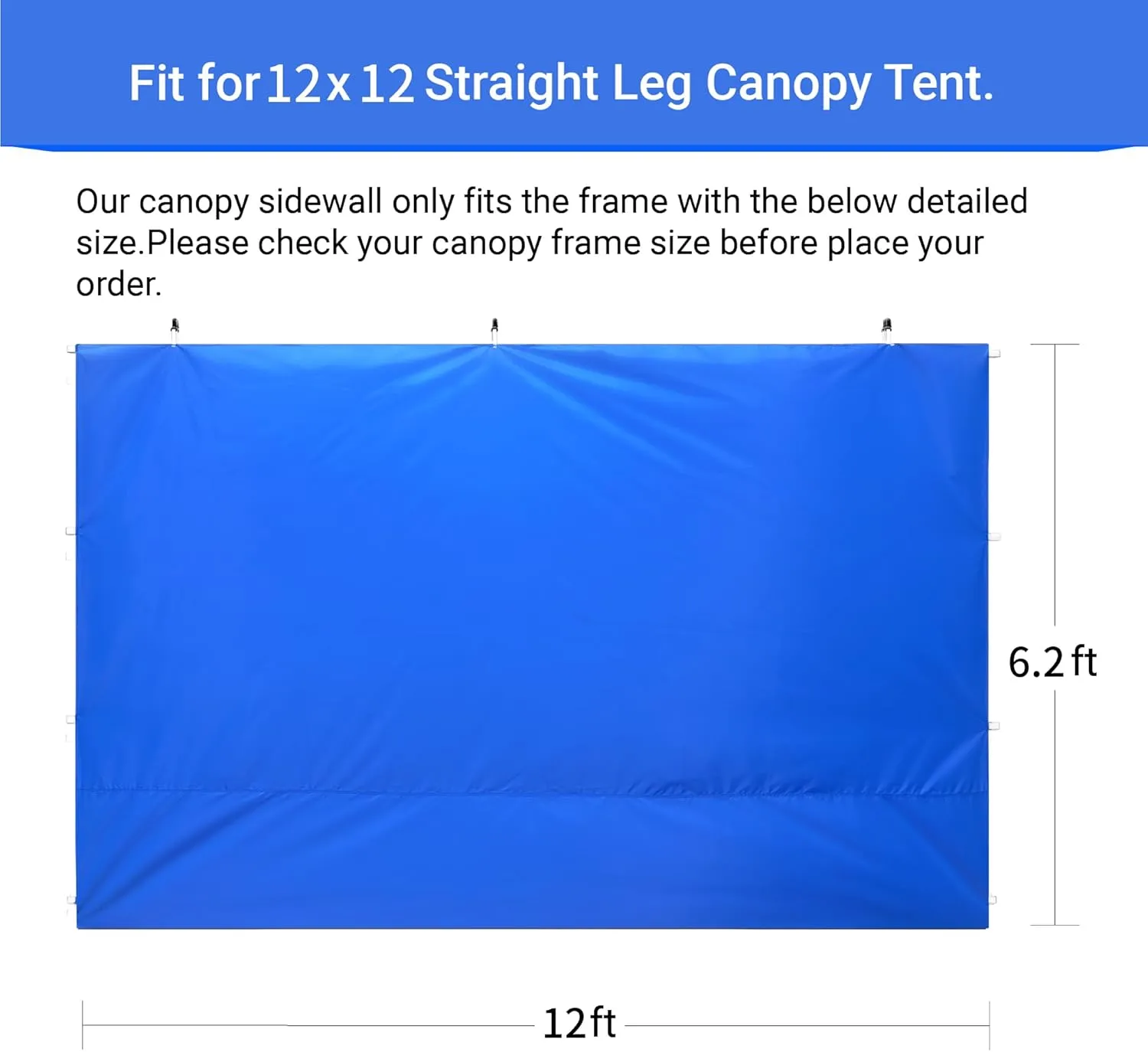CROWN SHADES SunWall Silver Coated for 12x12 Pop up Canopy Tent, 1 Pack Sidewall Only with Silver Coating (1 Pack, Blue)