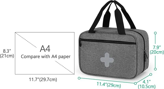 CURMIO Small First Aid Bag, Empty Emergency Trauma Kit Organizer bag for Hiking, Camping, Car, Travel, Home and Outdoor, Gray, BAG ONLY, Patent Pending