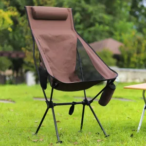 DELURA Folding Chair Camping Chair, Lightweight Camping Chair with Pillow, Side Pockets, Cup Pockets, Recliner for Outdoor Travel Sports Games Lawn Concerts Backyard (Color : B)