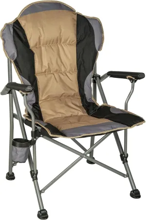 Deluxe Padded Quad Chair - Foldable and Portable Outdoor Camping Chair with Extra Padding, Armrests, Cupholder, and Secure Feet for Stability - 300-lb. Capacity