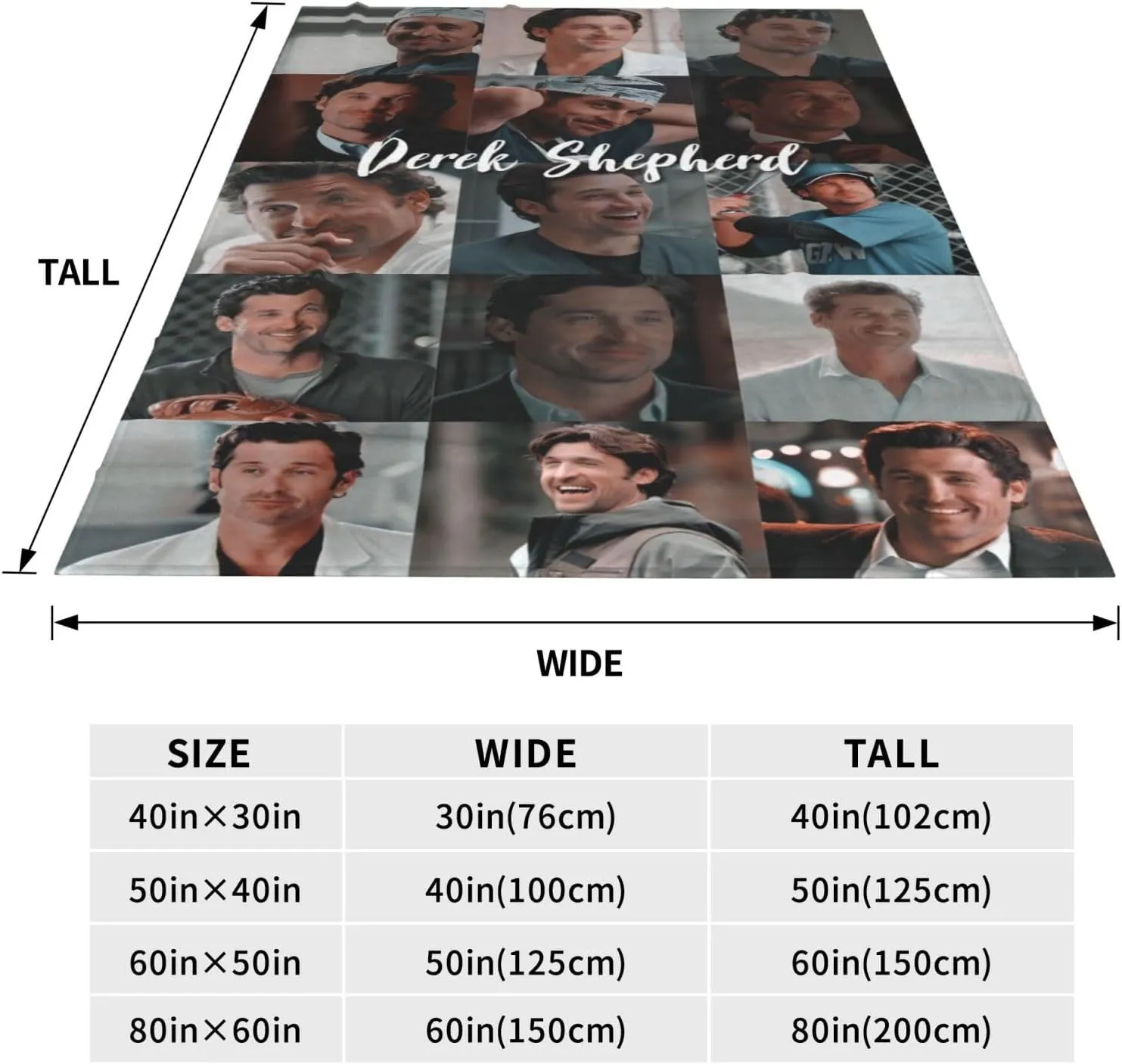 Derek Shepherd Blanket Flannel Fleece Printed Throw Blankets Ultra Soft Micro Warm Blanket for All Season Bedding Chair Sofa Couch Bed 50"x40"