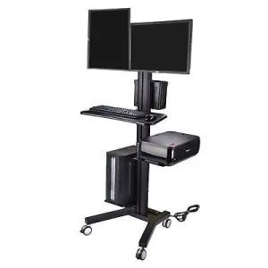 Desktop PC Mobile Cart Computer Workstaion Office Exhibition Shelf Adjustable