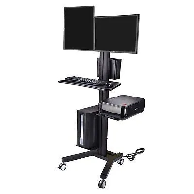 Desktop PC Mobile Cart Computer Workstaion Office Exhibition Shelf Adjustable