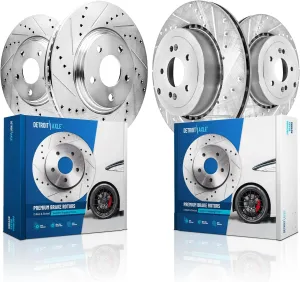 Detroit Axle - Brake Rotors for 2018-2022 Kia Stinger 2019-2023 Genesis G70 [with Brembo Brakes] Drilled and Slotted Disc Brake Rotors 2020 2021 Replacement : 13.78" inch Front and 13.39" inch Rear