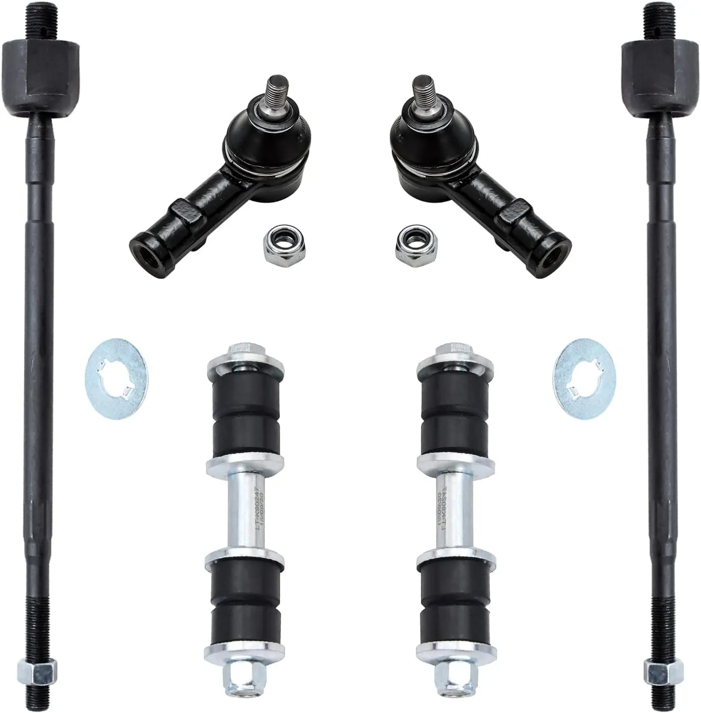 Detroit Axle - Front 6pc Suspension Kit for 97-02 Mitsubishi Mirage, 2 Stabilizer Sway Bar Links 4 Tie Rod Ends 1997 1998 1999 2000 2001 2002 Replacement