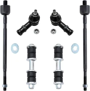 Detroit Axle - Front 6pc Suspension Kit for 97-02 Mitsubishi Mirage, 2 Stabilizer Sway Bar Links 4 Tie Rod Ends 1997 1998 1999 2000 2001 2002 Replacement
