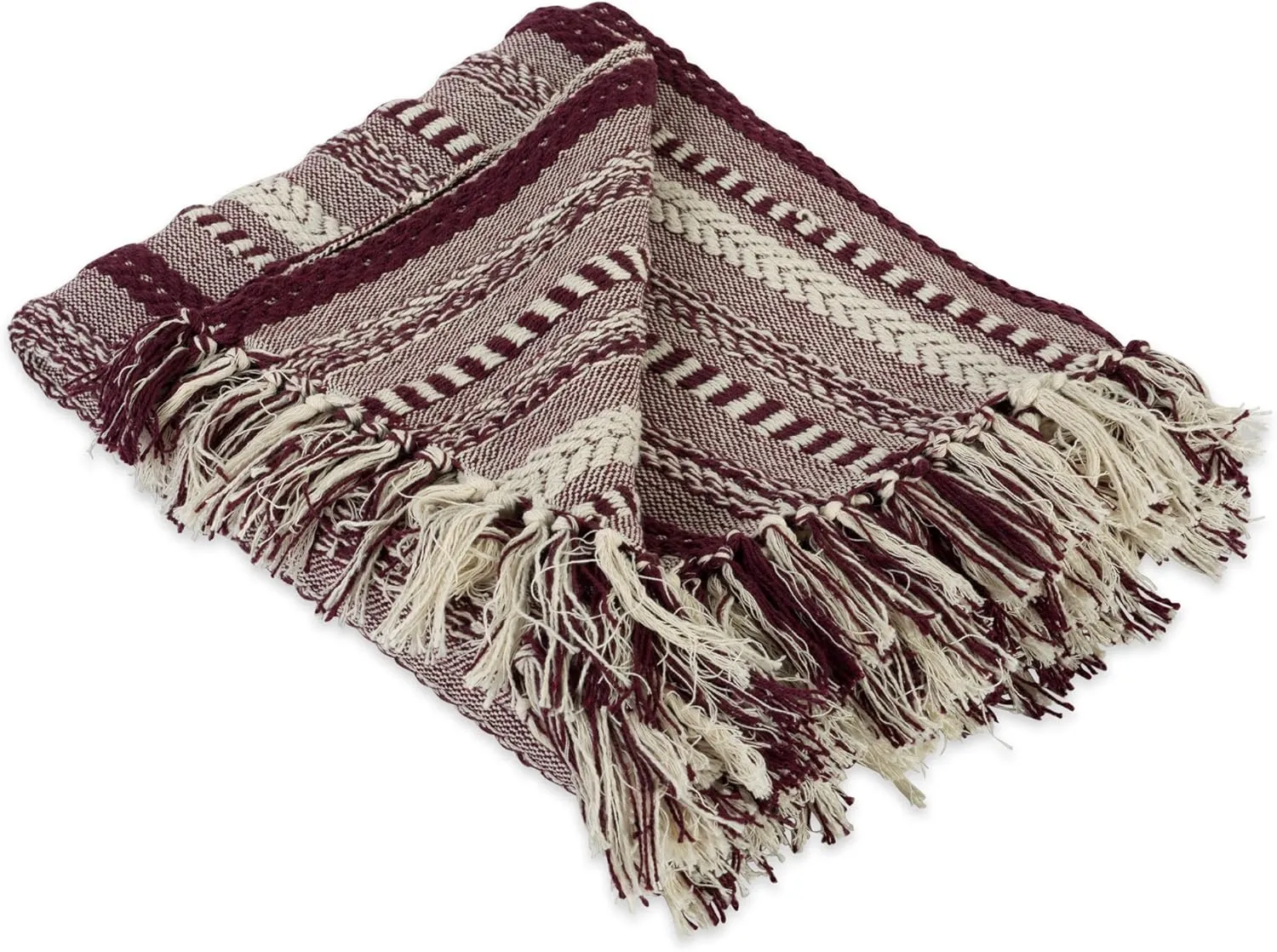 DII Braided Striped Decorative Throw Blanket, 50x60, BlackBerry