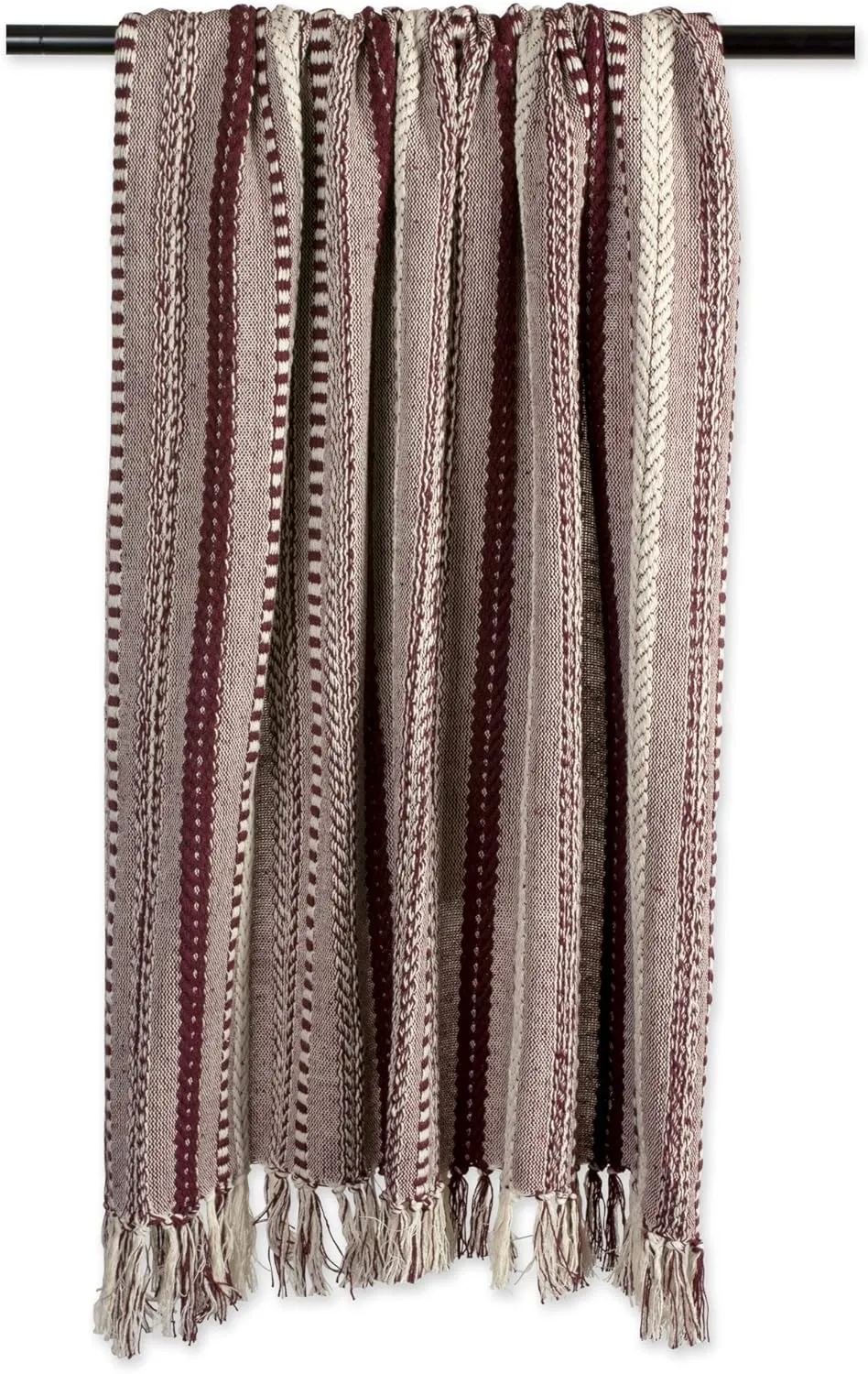 DII Braided Striped Decorative Throw Blanket, 50x60, BlackBerry
