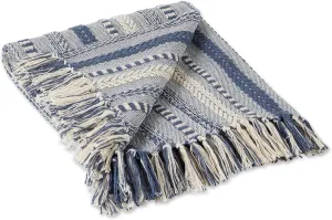 DII Braided Striped Decorative Throw Blanket, 50x60, French Blue