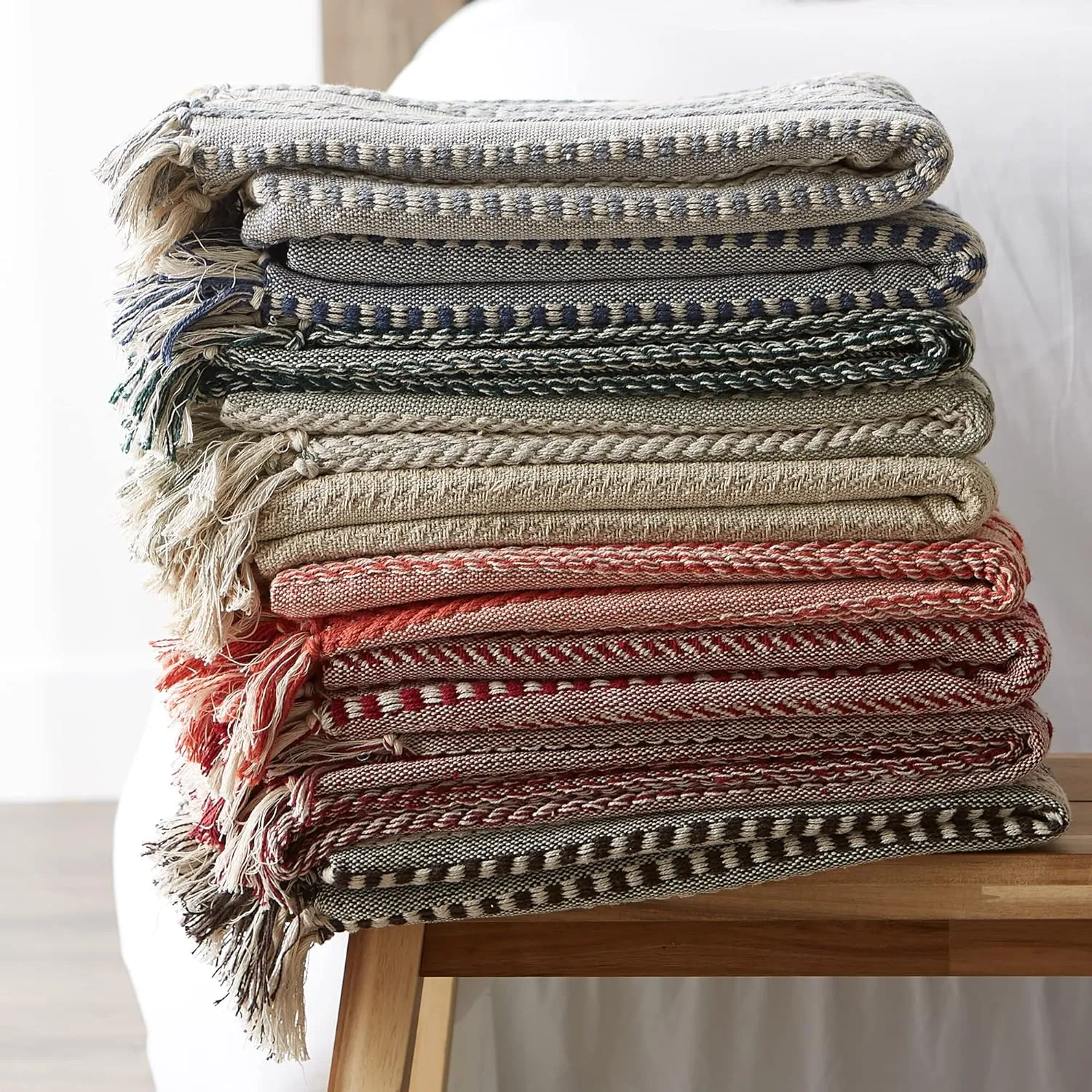 DII Braided Striped Decorative Throw Blanket, 50x60, French Blue