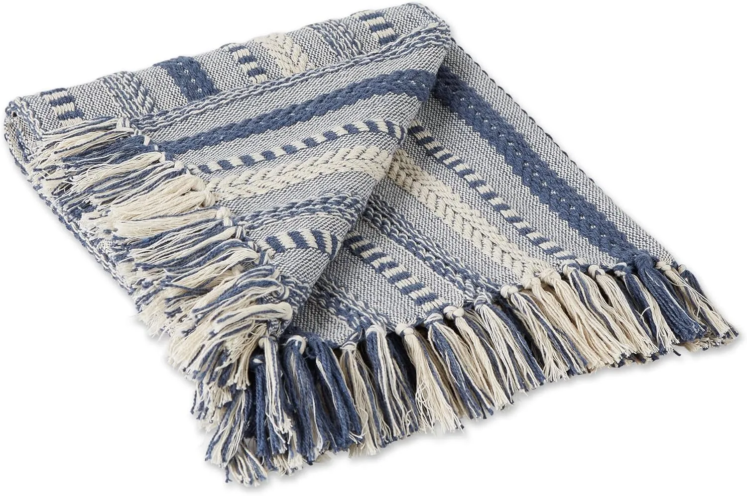 DII Braided Striped Decorative Throw Blanket, 50x60, French Blue