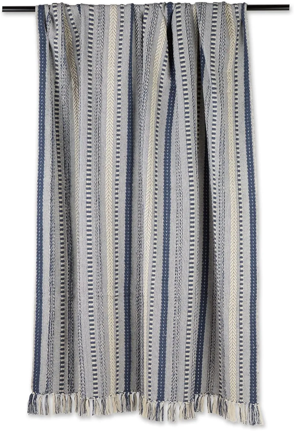 DII Braided Striped Decorative Throw Blanket, 50x60, French Blue