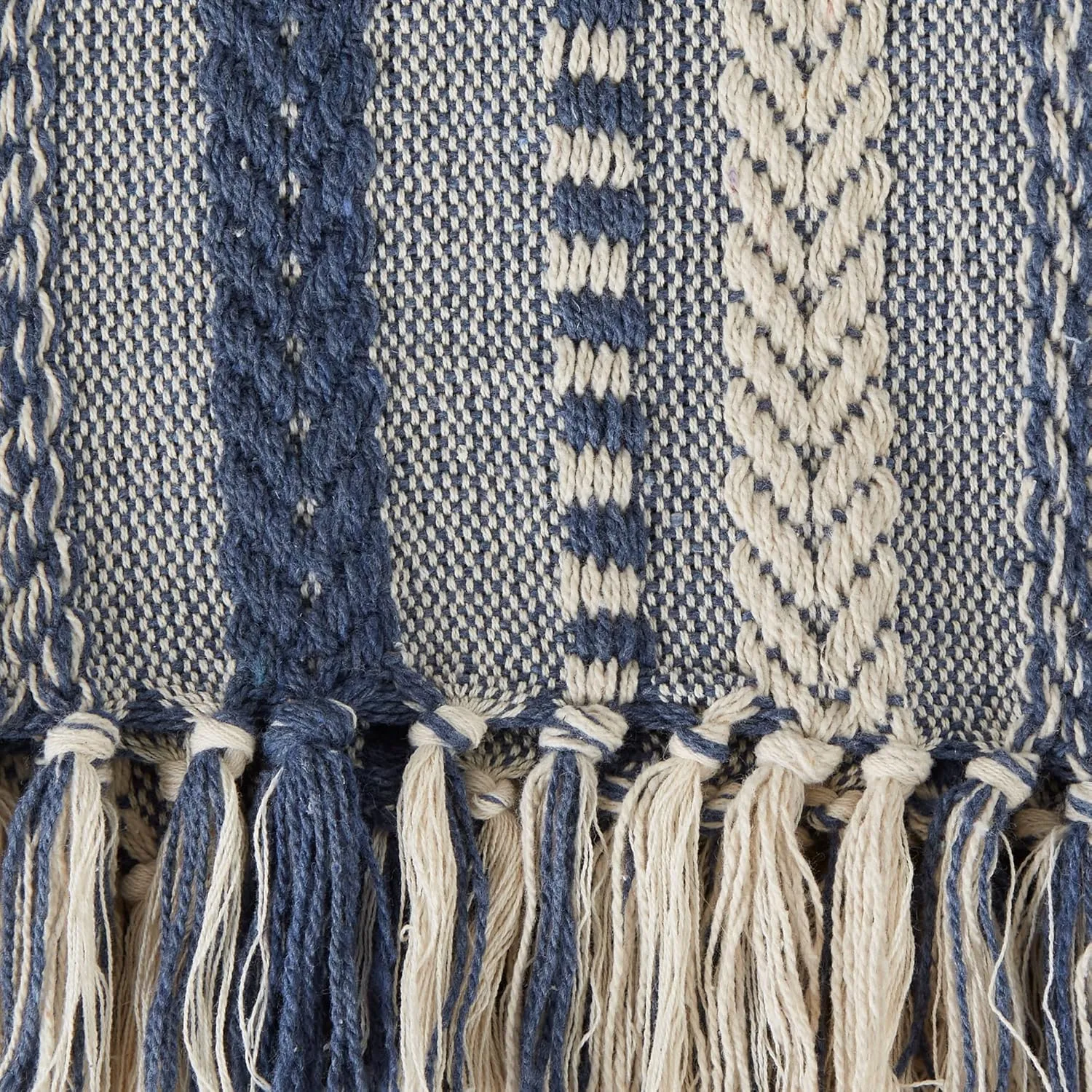 DII Braided Striped Decorative Throw Blanket, 50x60, French Blue