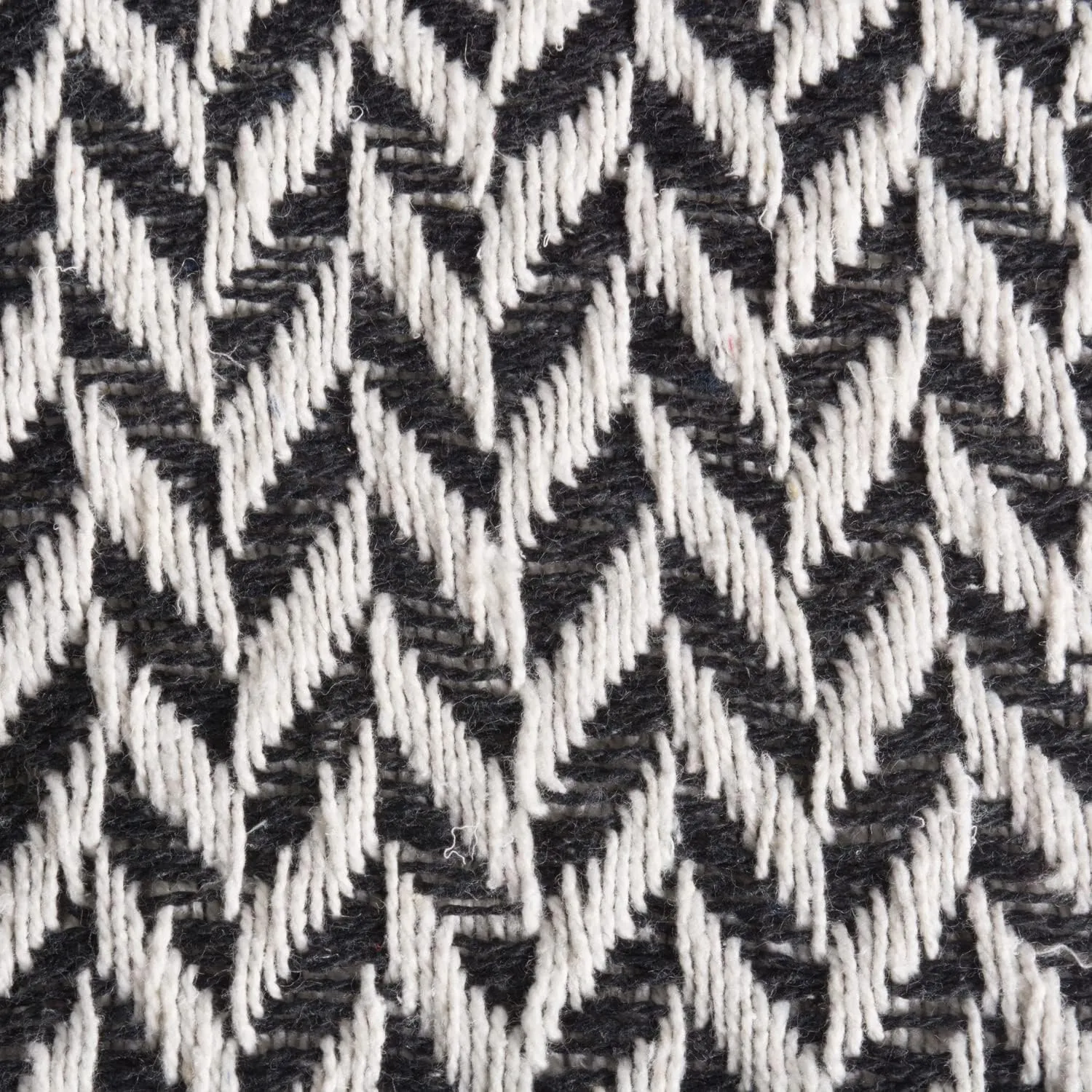 DII Modern Zig Zag Throw Blanket Woven Cotton, Hand-Knotted 2.5" Fringe, 50x60, Black