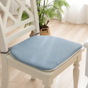 Dining Room Chair Cushion Covers Washable, Chair Seat Cushion Replacement, Summer Breathable Mesh Chair Pads with Ties, U Shaped Kitchen Chair Pads with Anti-Slip Rubber Back Sky Blue