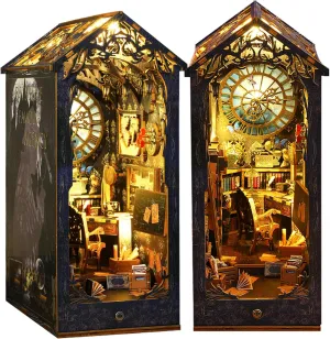 DIY Book Nook Kit - DIY Miniature Dolls House Kit with Furniture and LED Light, 3D Puzzle Wooden Art Bookends, Model Kits for Adults to Build (Detective Agency)
