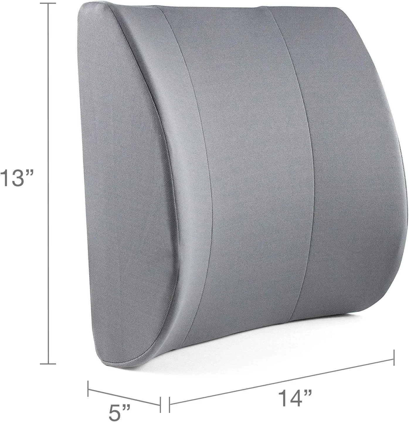 DMI Lumbar Support Pillow for Chair to Assist with Back Support with Removable Washable Cover to Ease Lower Back Pain and Discomfort while Improving Posture, 14 x 13 x 5, Contoured Foam, Premium,Gray