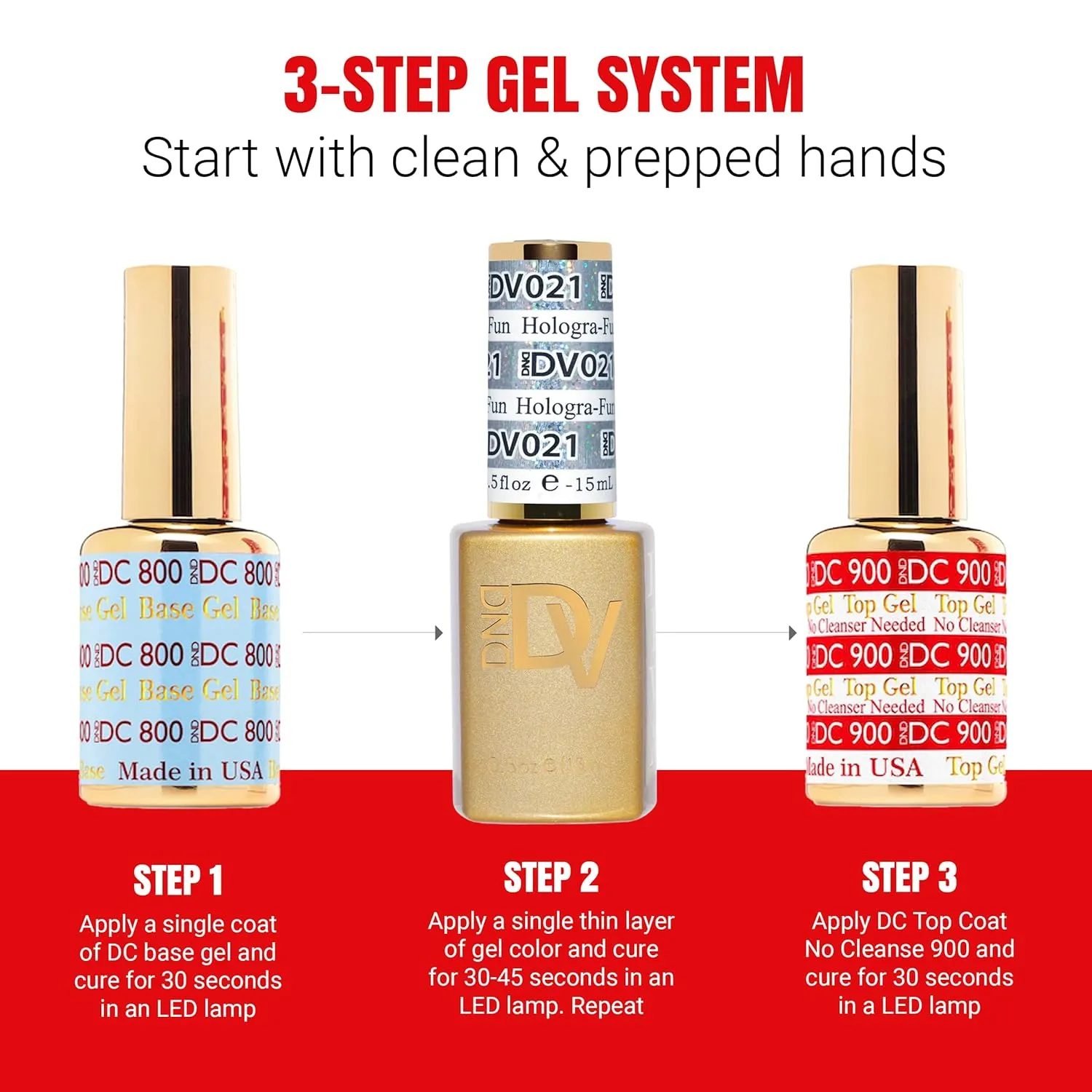 DND Gel Diva Polish Set, Mirrorball Collection, UV/LED Gel Polish and Air Dry Nail Lacquer, Matching Chip-Free Polish Duo, Gold029 Golden Treasure Waves, 0.5 Fl Oz Each