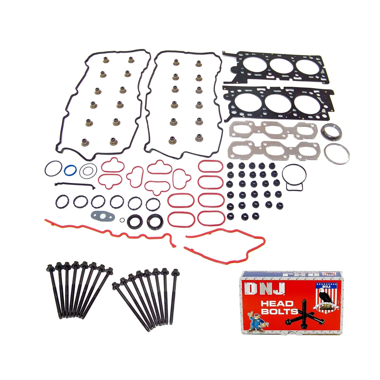 DNJ HGB4100 Cylinder Head Gasket Set with Head Bolt Kit for 2006-2009 Ford Lincoln Mercury Fusion Milan Zephyr 3.0L V6 24V DOHC 2968cc