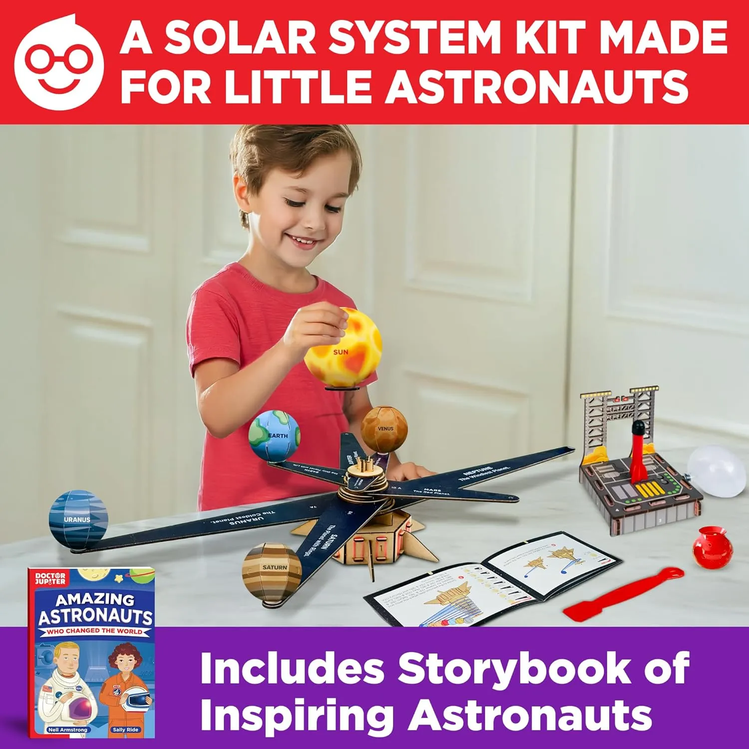Doctor Jupiter My First Solar System STEM Project, Science Kit for Kids Age 5  | Birthday Gift Ideas for 5-6-7-8-9-10-11-12 Year Old Boys & Girls | Learning & Educational Space Science, Planet Toys