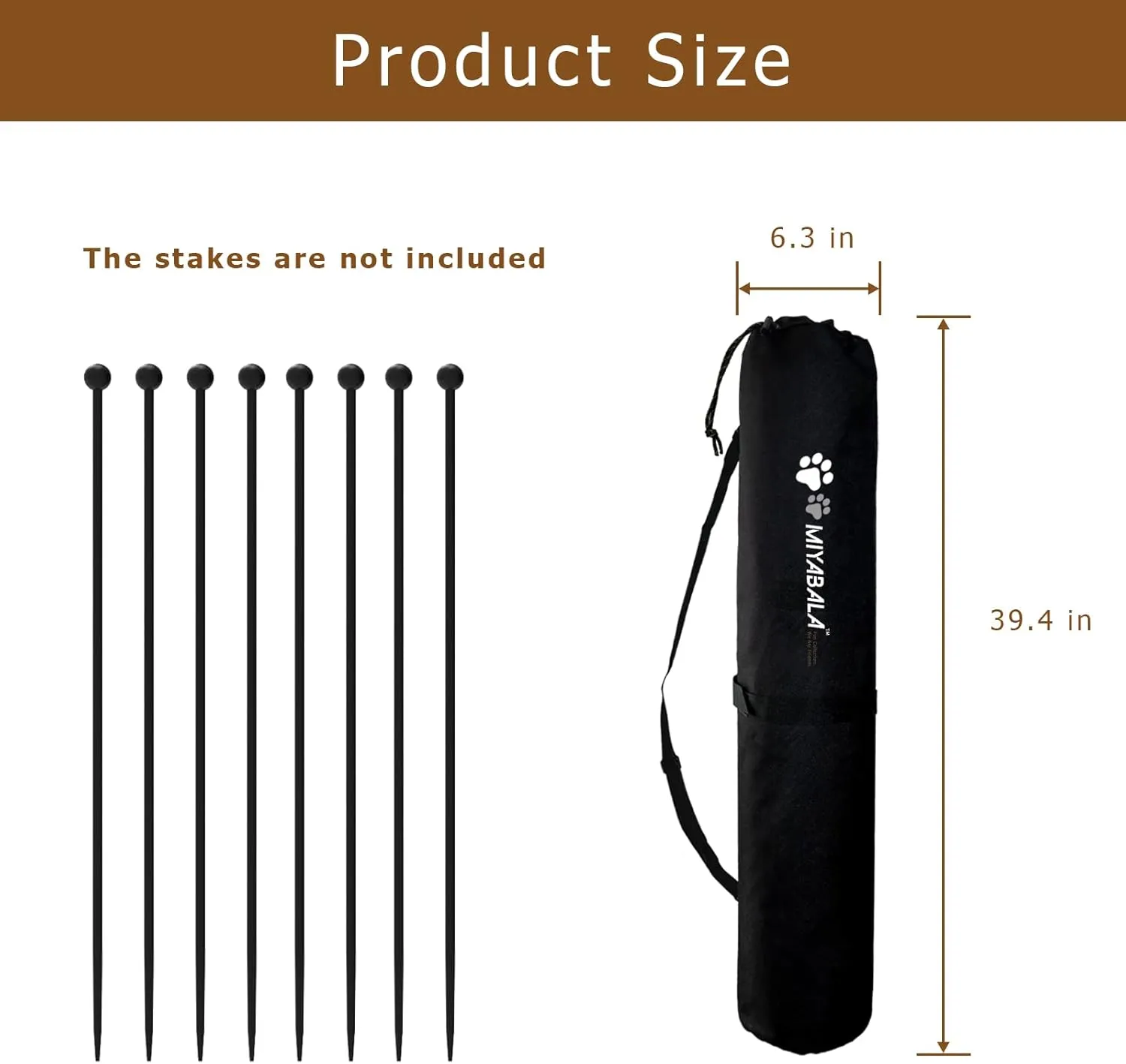 Dog Playpen Stakes Storage Bag, Dog Pen Fence Poles Organizer Bag with Carrying Strap, Suitable for All Dog Pens (32 Inches)…
