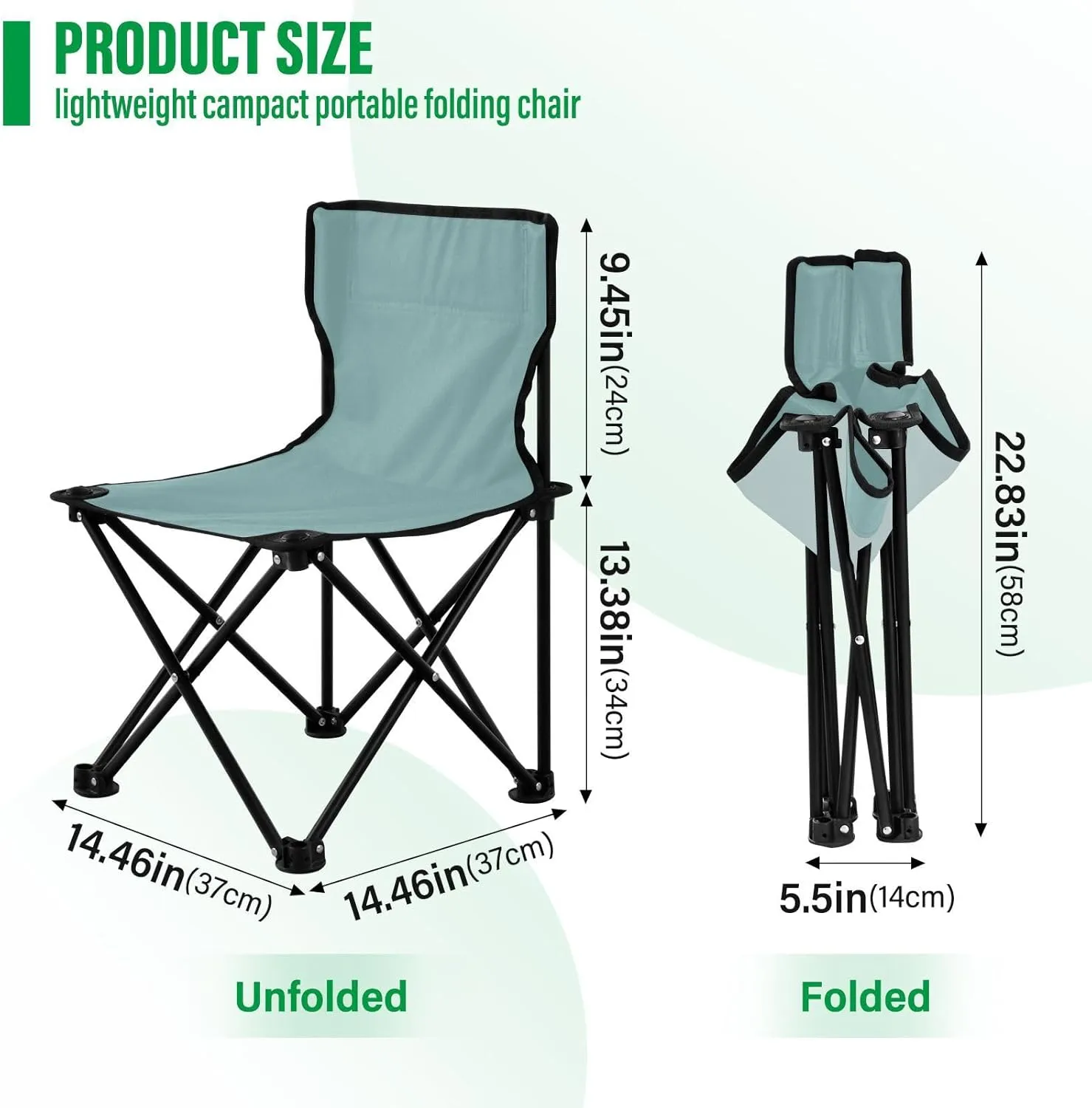 DOMIKING Teal Kids' Portable Camping Chairs for Outdoor Fishing Chair with Carry Bag Folding Chair for Travel Hiking Camping