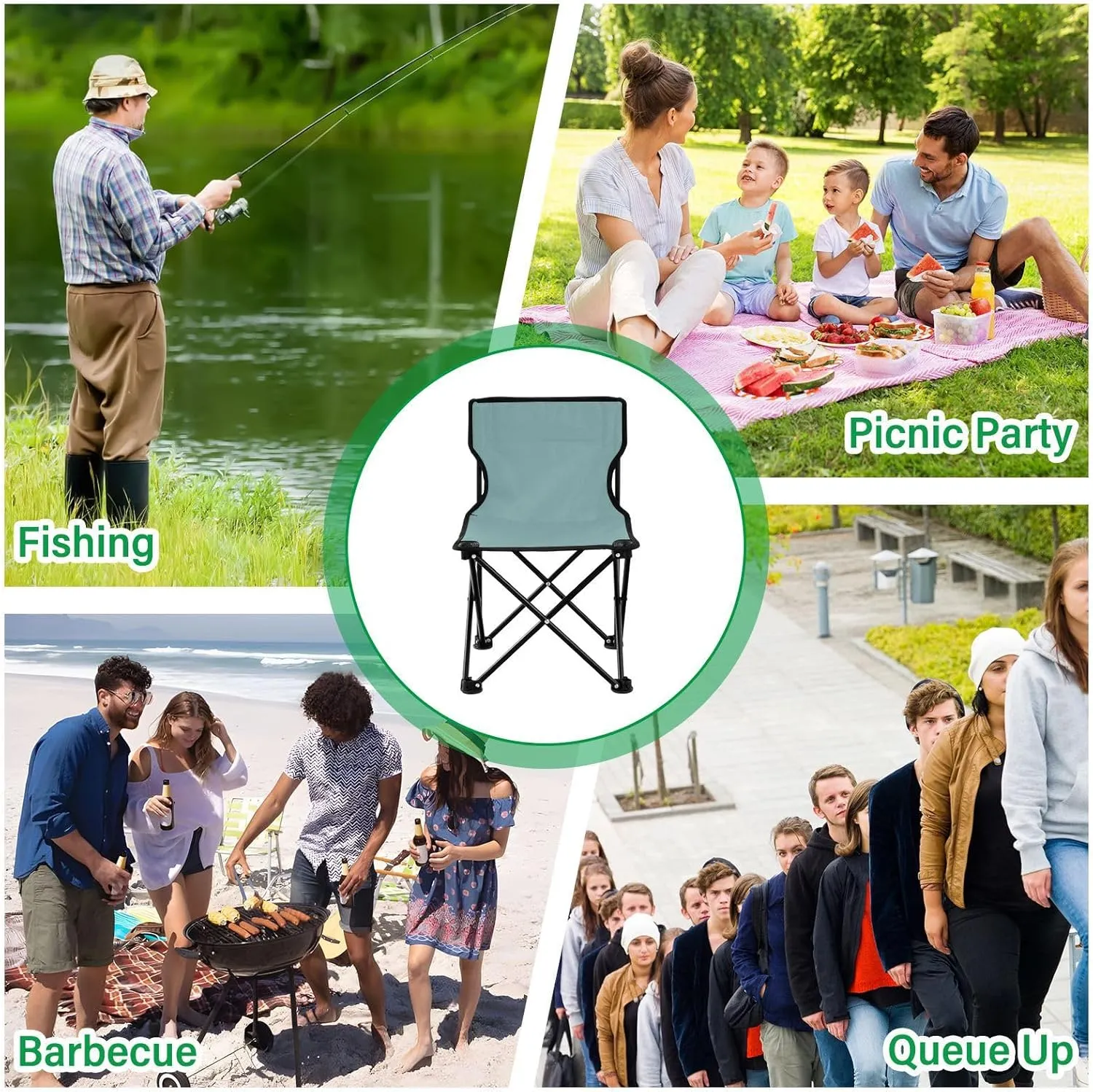DOMIKING Teal Kids' Portable Camping Chairs for Outdoor Fishing Chair with Carry Bag Folding Chair for Travel Hiking Camping