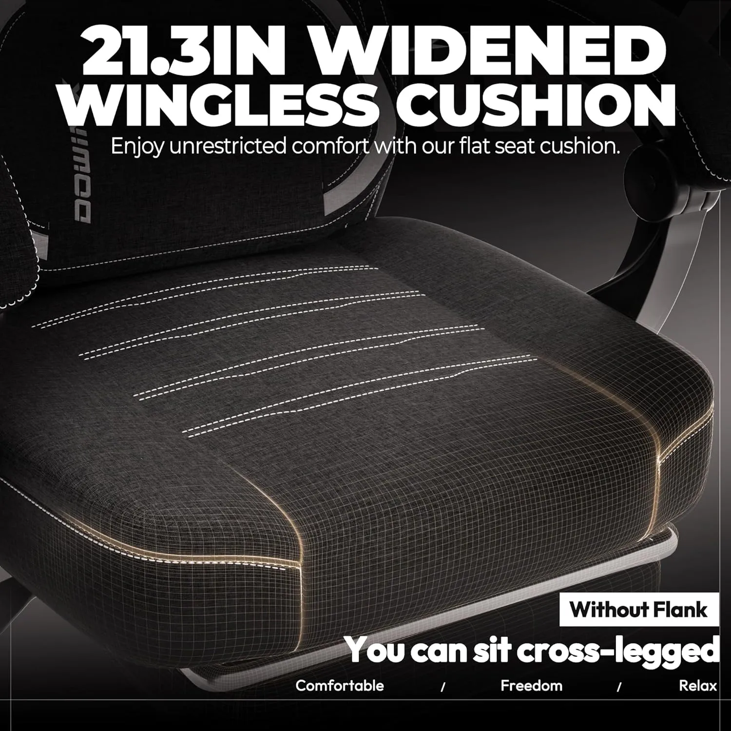 Dowinx Fabric Gaming Chair with Footrest, Big and Tall Ergonomic Gamer Chair with Lumbar Support, Wide Back Computer Chair for Heavy People, Black