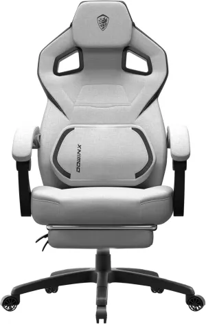 Dowinx Fabric Gaming Chair with Footrest, Big and Tall Gaming Chair for Heavy People, Wide Back Gamer Chair for Adult, Computer Game Chair with Massage for 200lbs, Grey