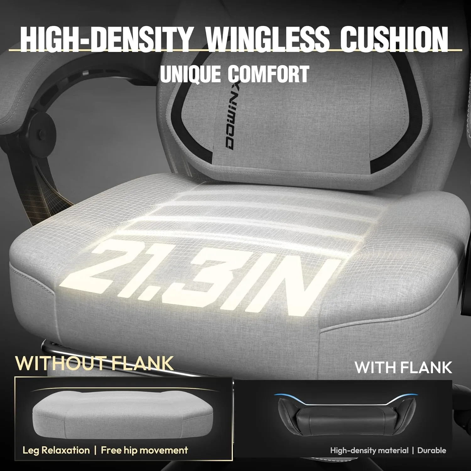 Dowinx Fabric Gaming Chair with Footrest, Big and Tall Gaming Chair for Heavy People, Wide Back Gamer Chair for Adult, Computer Game Chair with Massage for 200lbs, Grey