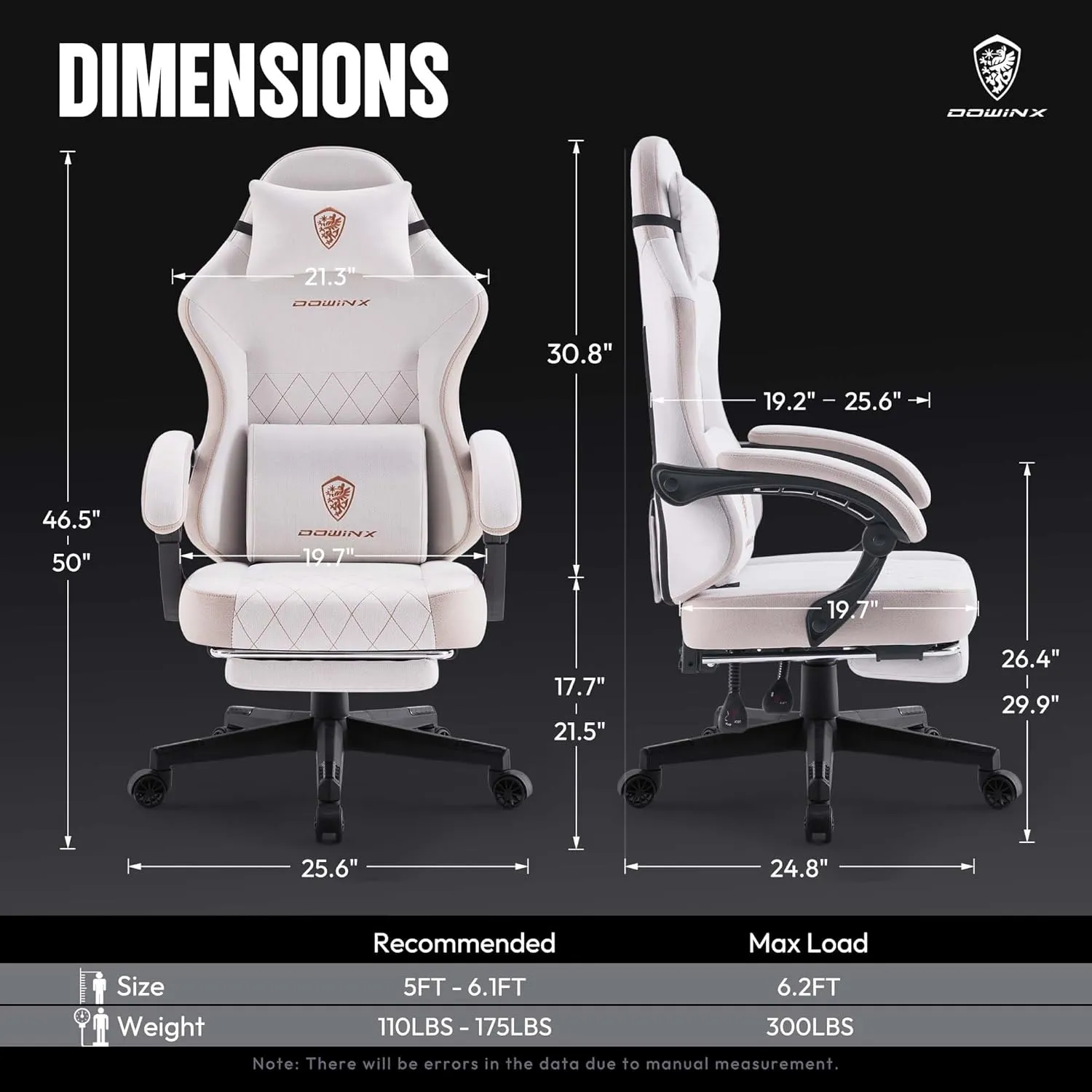 Dowinx Gaming Chair Fabric with Pocket Spring Cushion, High Back Ergonomic Computer Chair with Footrest for Adults, Massage Lumbar Support Swivel Game Chair for Office Gaming 300LBS, Beige