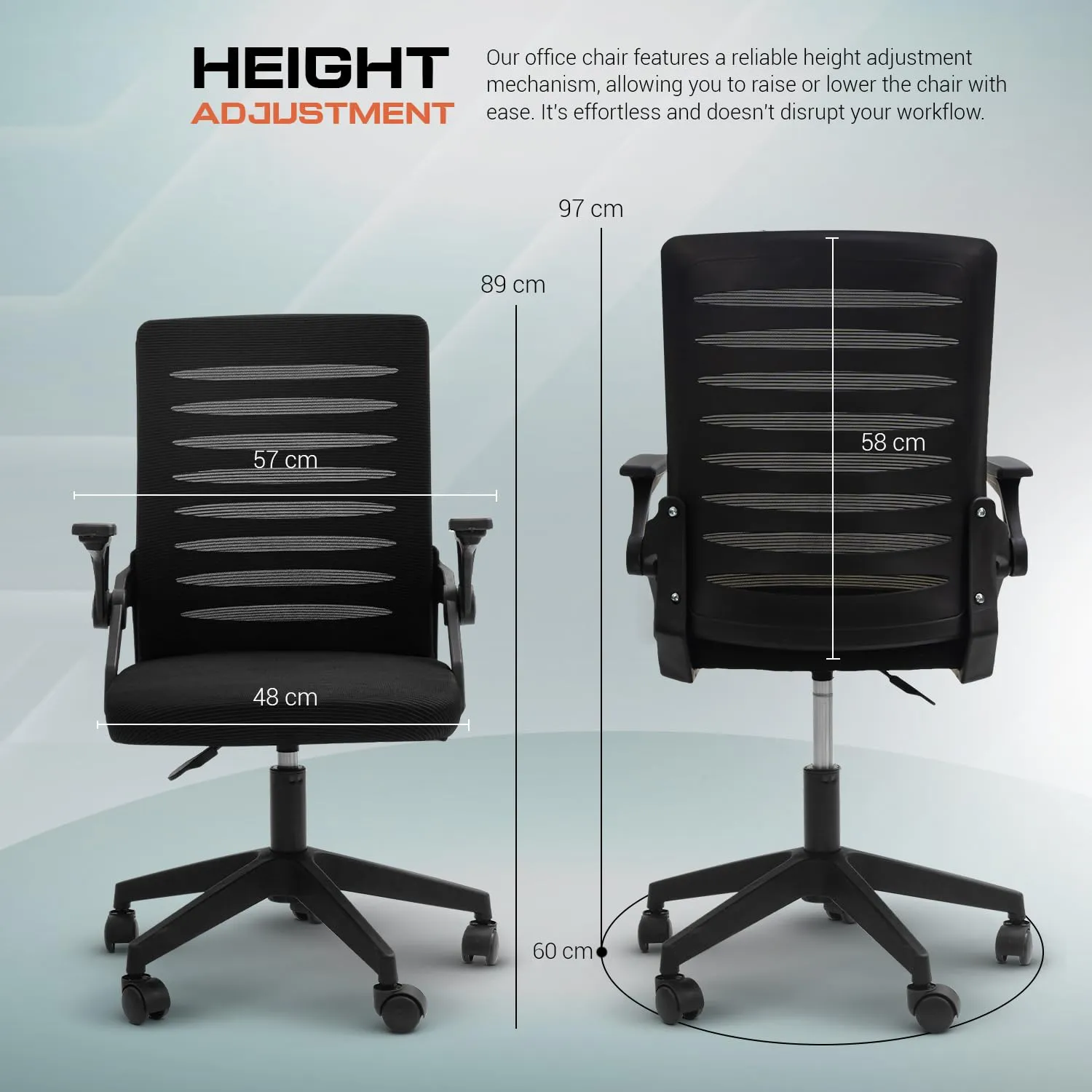 Drogo PrimeComfort Ergonomic Office Chair for Work from Home, Computer Chair with Adjustable Seat Height