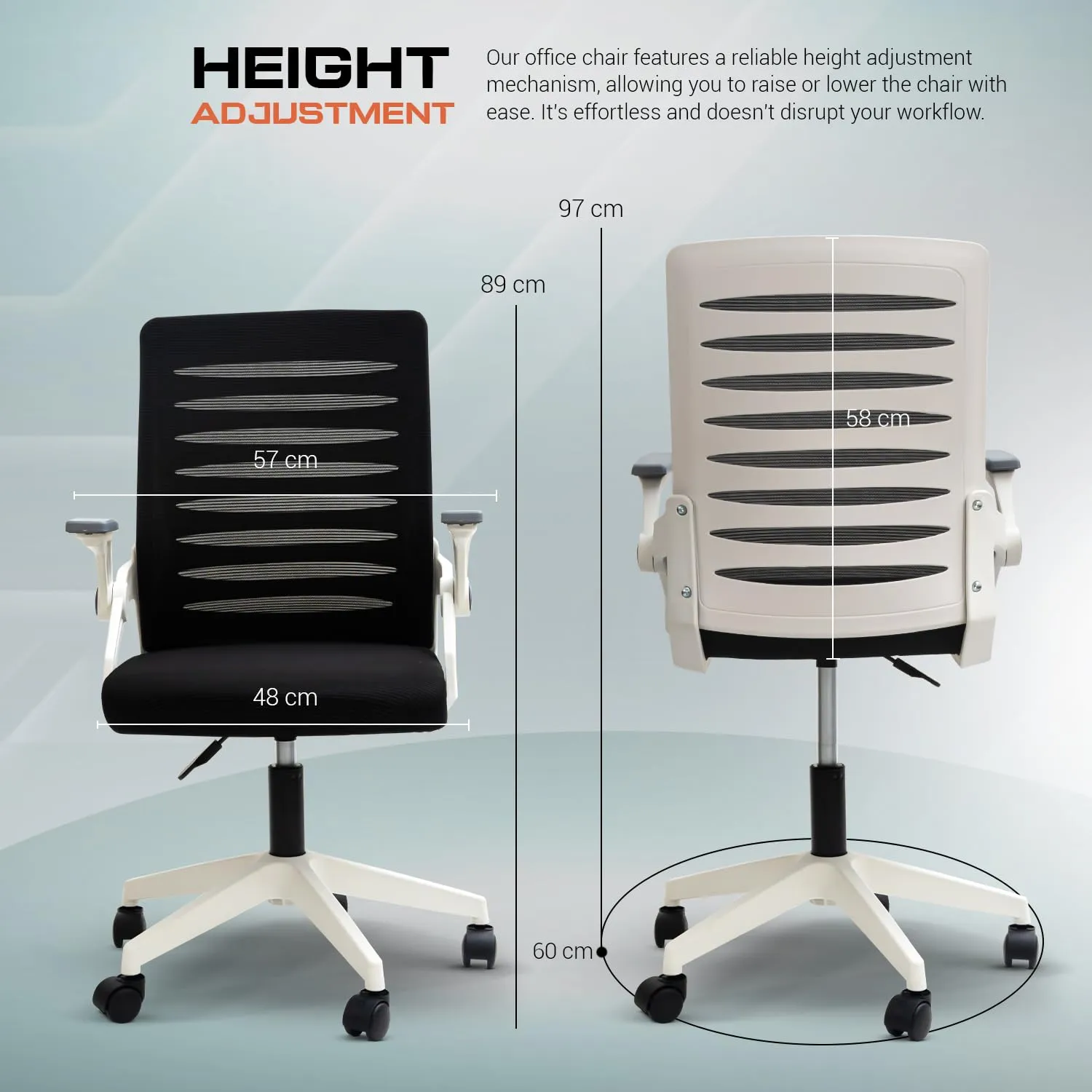 Drogo PrimeComfort Ergonomic Office Chair for Work from Home, Computer Chair with Adjustable Seat Height