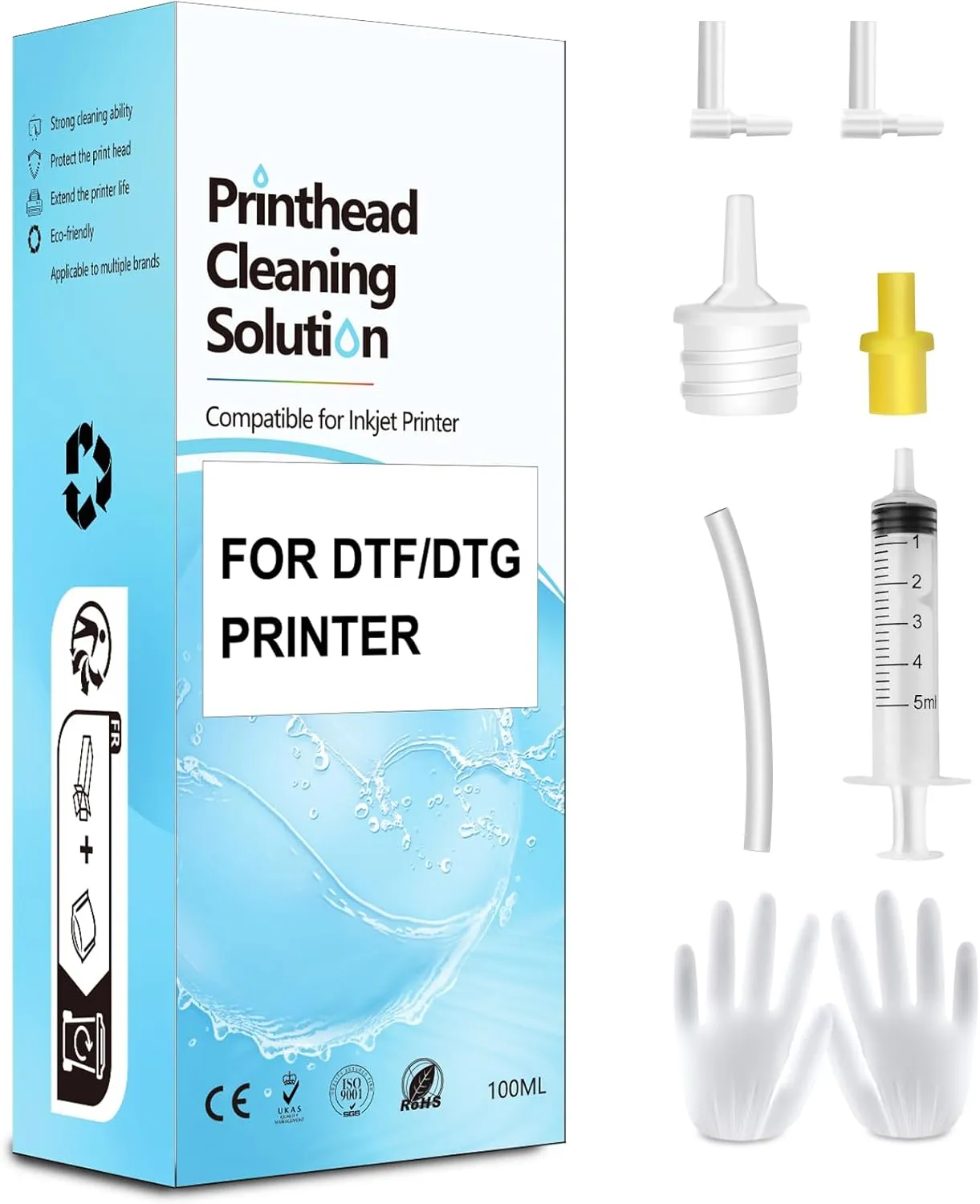 DTF Cleaning Solution for All DTF DTG Printer 100mL, Cleaning Solution for DTF Direct Transfer Film Printer ET-8550 XP-15000 L800, DTG Cleaning Solution for DTG Direct to Garment Printer L1390 L1800