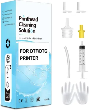 DTF Cleaning Solution for All DTF DTG Printer 100mL, Cleaning Solution for DTF Direct Transfer Film Printer ET-8550 XP-15000 L800, DTG Cleaning Solution for DTG Direct to Garment Printer L1390 L1800