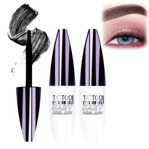 Easy Peel-Off Eyebrow Gel, 2 Packs Tattoo Eyebrow Gel Easy Peel Off, Transfer-Proof Eyebrow for Women All Skin Types (#03)