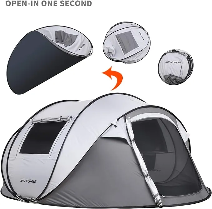 EchoSmile Camping Instant Tent, 2/4/6/8/10 Person Pop Up Tent, Water Resistant Dome Tent, Easy Setup for Camping Hiking and Outdoor, Portable Tent with Carry Bag, for 3 Seasons…