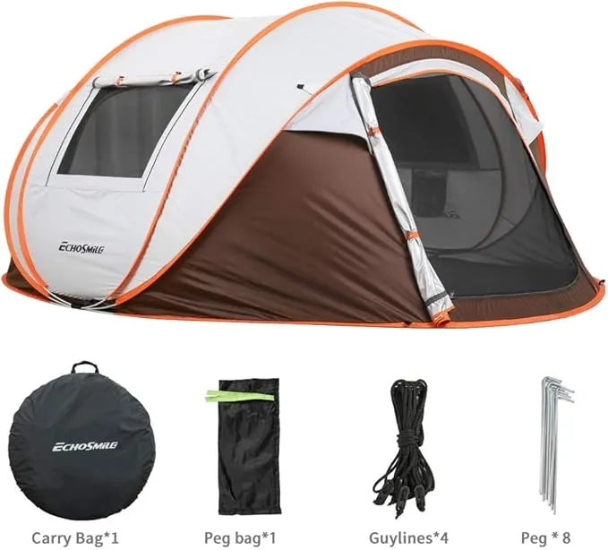EchoSmile Camping Instant Tent, 2/4/6/8/10 Person Pop Up Tent, Water Resistant Dome Tent, Easy Setup for Camping Hiking and Outdoor, Portable Tent with Carry Bag, for 3 Seasons…