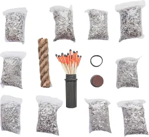egreen Emergency Fire Starter Magnesium 10 Bags Ferro Rod Striker Weatherproof Matches Jute Rope for Camping Hiking Bushcrat Ourdoor Survival