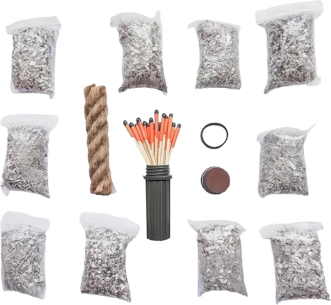 egreen Emergency Fire Starter Magnesium 10 Bags Ferro Rod Striker Weatherproof Matches Jute Rope for Camping Hiking Bushcrat Ourdoor Survival