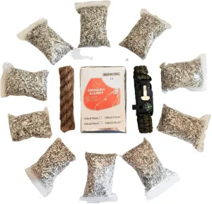 Emergency Magnesium Fire Starter 10 Bags Wax Rope Tent Paracord Bracelet for Camping Hiking Bushcraft Outdoor Survival Fishing Hunting
