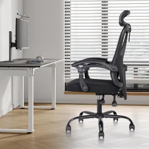 Ergonomic Office Chair - High-Back Home Office Chair with Headrest, Adjustable Arms, 90-135° Tilt Mechanism, Wide Seat Cushion, Large Size Mesh Chairs for Men and Women, Black Task Chair
