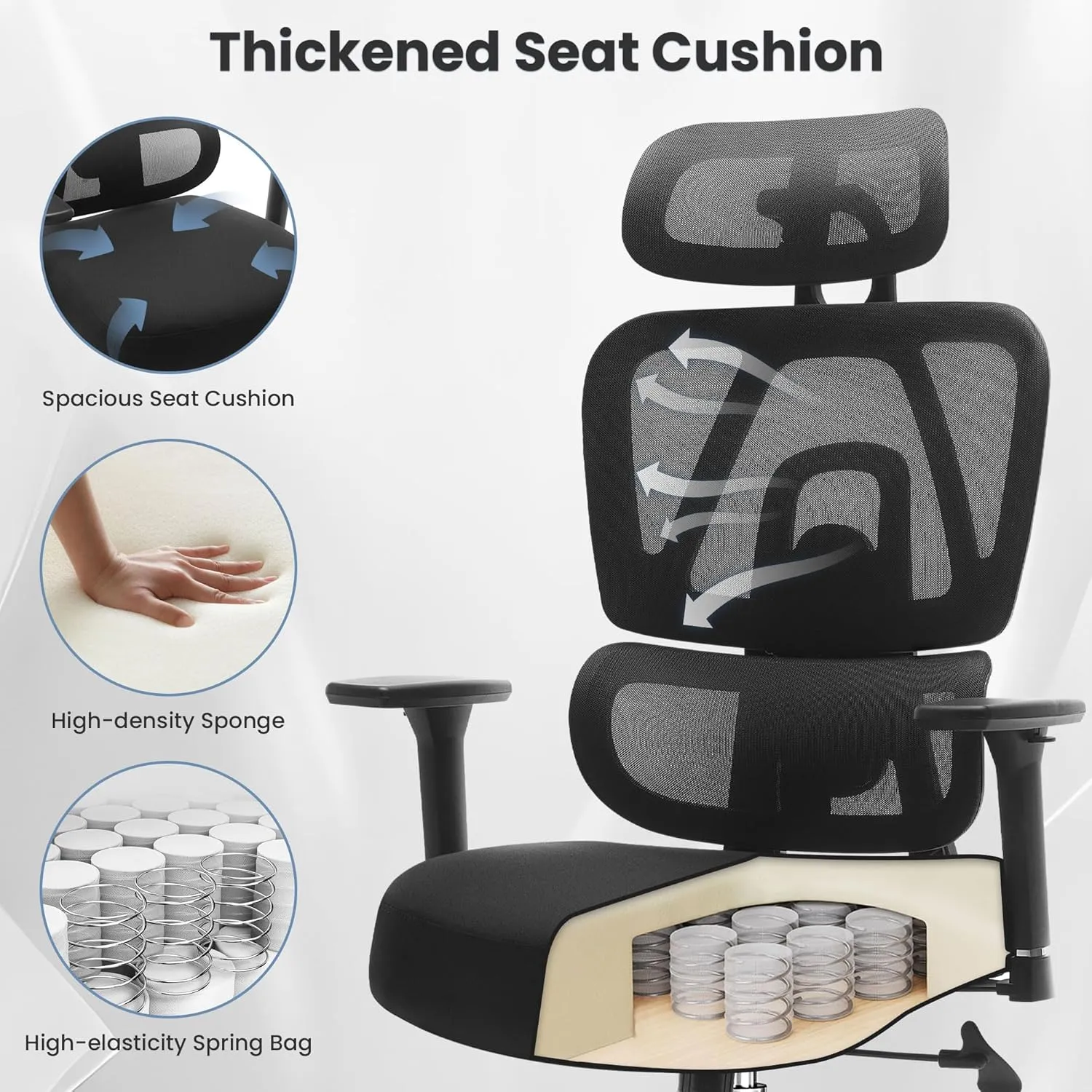 Ergonomic Office Chair with Adjustable Backrest and Armrest Breathable Mesh Desk with Adaptive Headrest and Lumbar Support X Chair Office Chair with Wheel