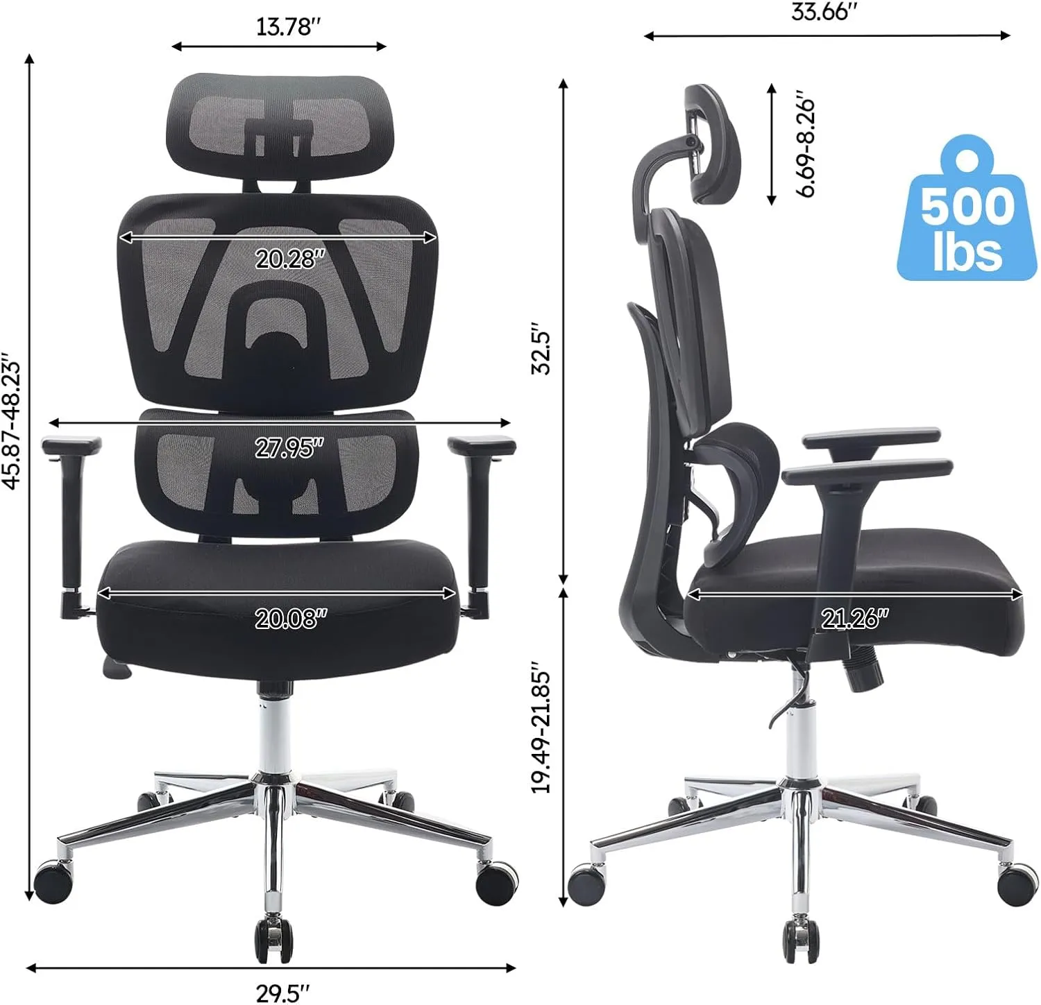Ergonomic Office Chair with Adjustable Backrest and Armrest Breathable Mesh Desk with Adaptive Headrest and Lumbar Support X Chair Office Chair with Wheel