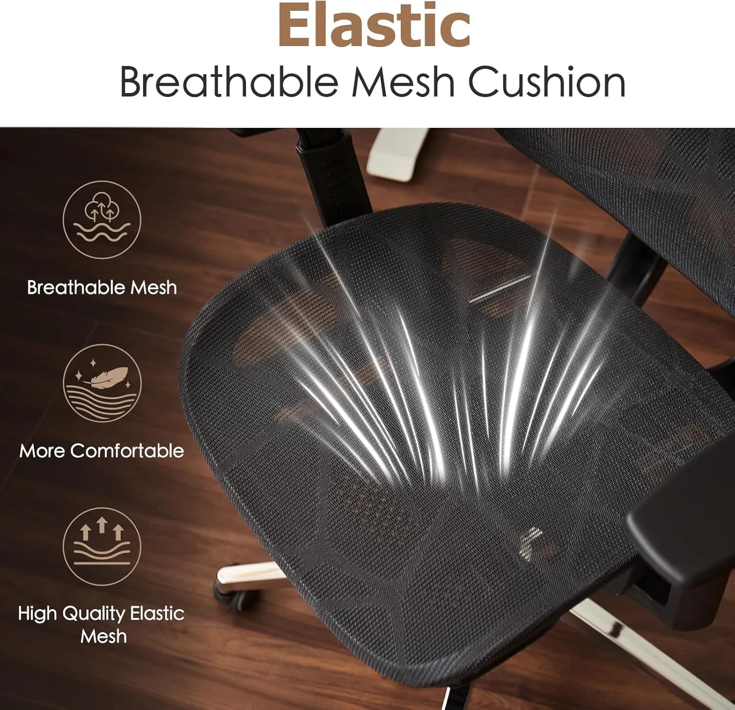 Ergonomic Office Chair with Footrest,Breathable Mesh Gaming Chair,Big and Tall,High Back,Comfortable Lumbar Support,130° Tilt,Ajustable 3D Armrest & 2D Headrest(Black)