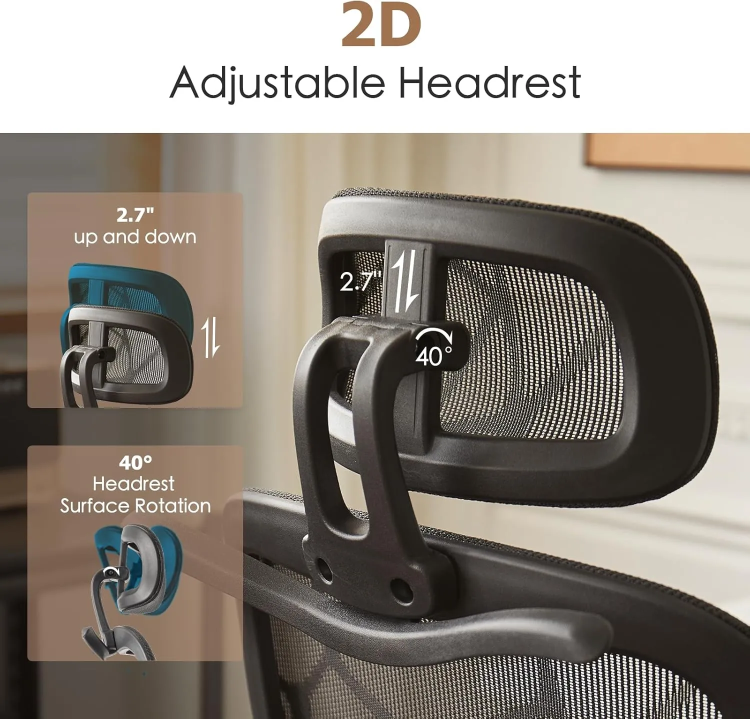 Ergonomic Office Chair with Footrest,Breathable Mesh Gaming Chair,Big and Tall,High Back,Comfortable Lumbar Support,130° Tilt,Ajustable 3D Armrest & 2D Headrest(Black)