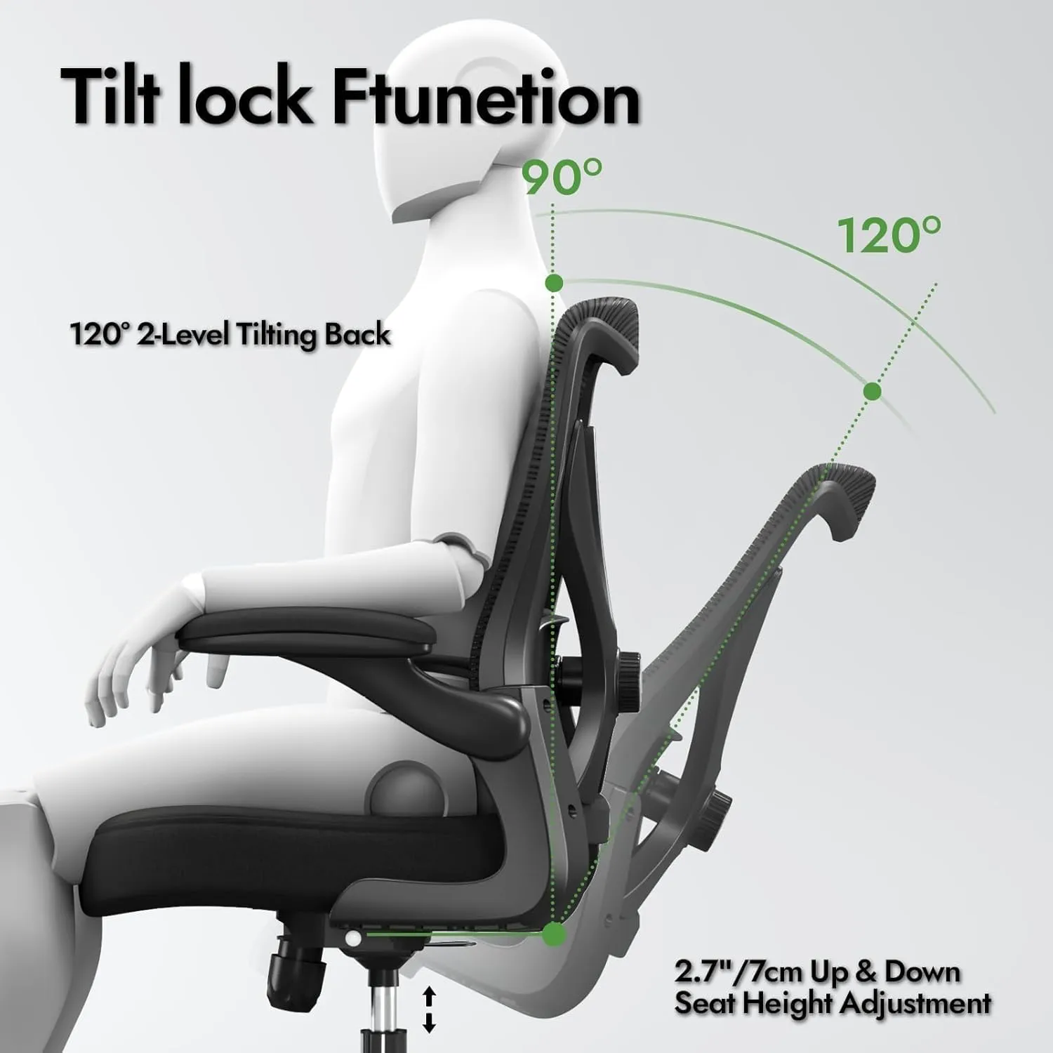 Ergonomic Office Chair with Lumbar Support - Adjustable Computer Desk Chairs for Home Office, Gaming, and Work - Comfortable and Supportive Desk Chairs for Adults(Black)