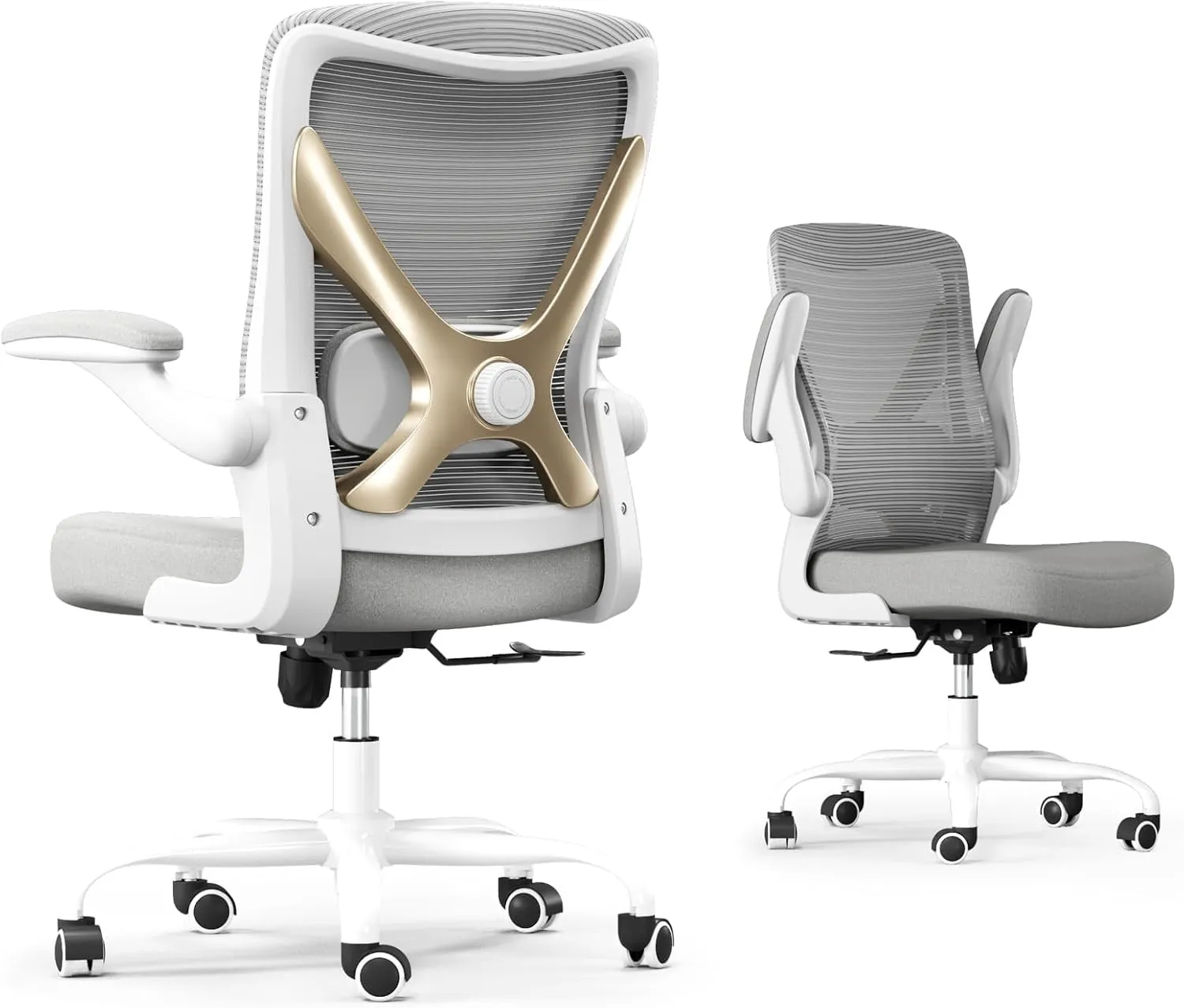 Ergonomic Office Chair with Lumbar Support - Adjustable Computer Desk Chairs for Home Office, Gaming, and Work - Comfortable and Supportive Desk Chairs for Adults(Grey Gold)