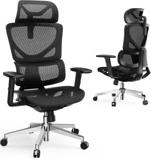 Ergonomic Office Chair with WireControl™ Mechanism, 4-Position Adjustable Backrest, C-Shaped Dynamic Lumbar Support, Soft & Breathable Korean Mesh, 3D Soft Armrests(Ergo Upgrade 518)